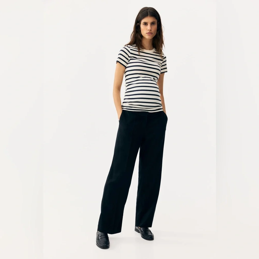 NWT H&M Mama Linen-Blend Dress Pants